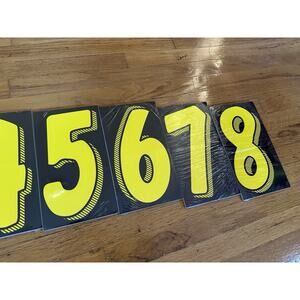 Lot of 9 Yellow Number Decal Packs + 1 Open Dollar Sign Pack – 7.5” Tall